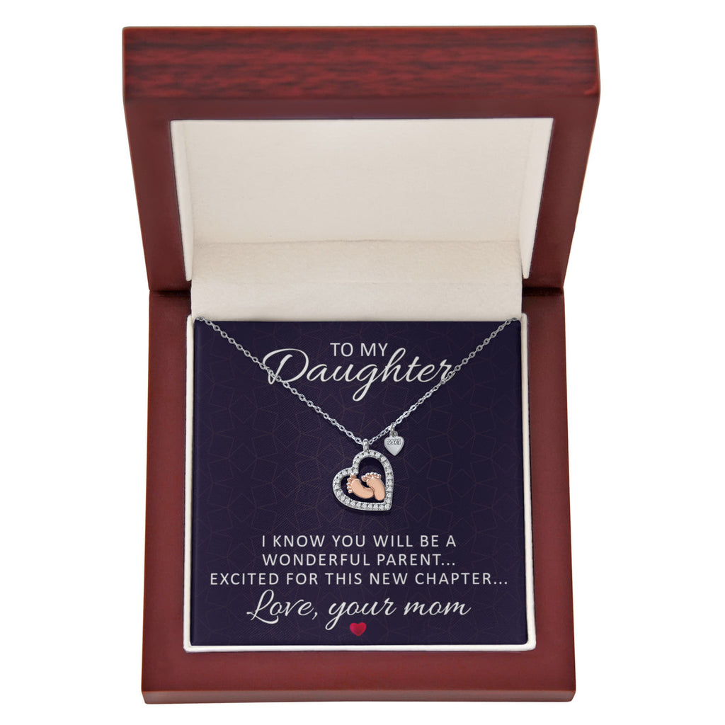 I Know You Will Be A Wonderful Parent-From Mom to Daughter-Baby Feet Heart Necklace