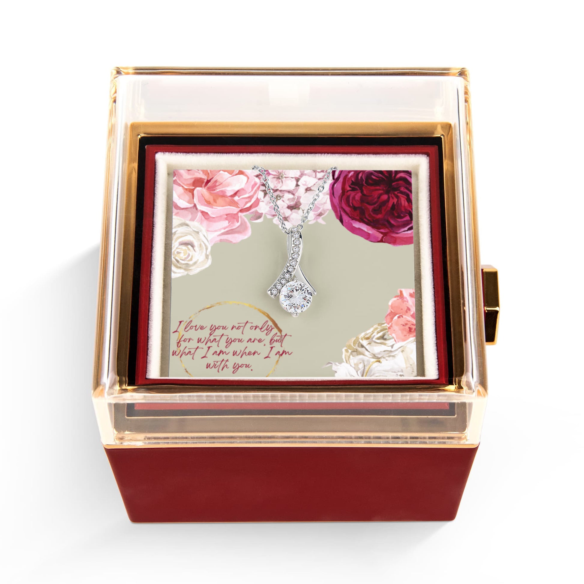 What I Am With You - Alluring Beauty Necklace w/ Rotating Rose Giftbox