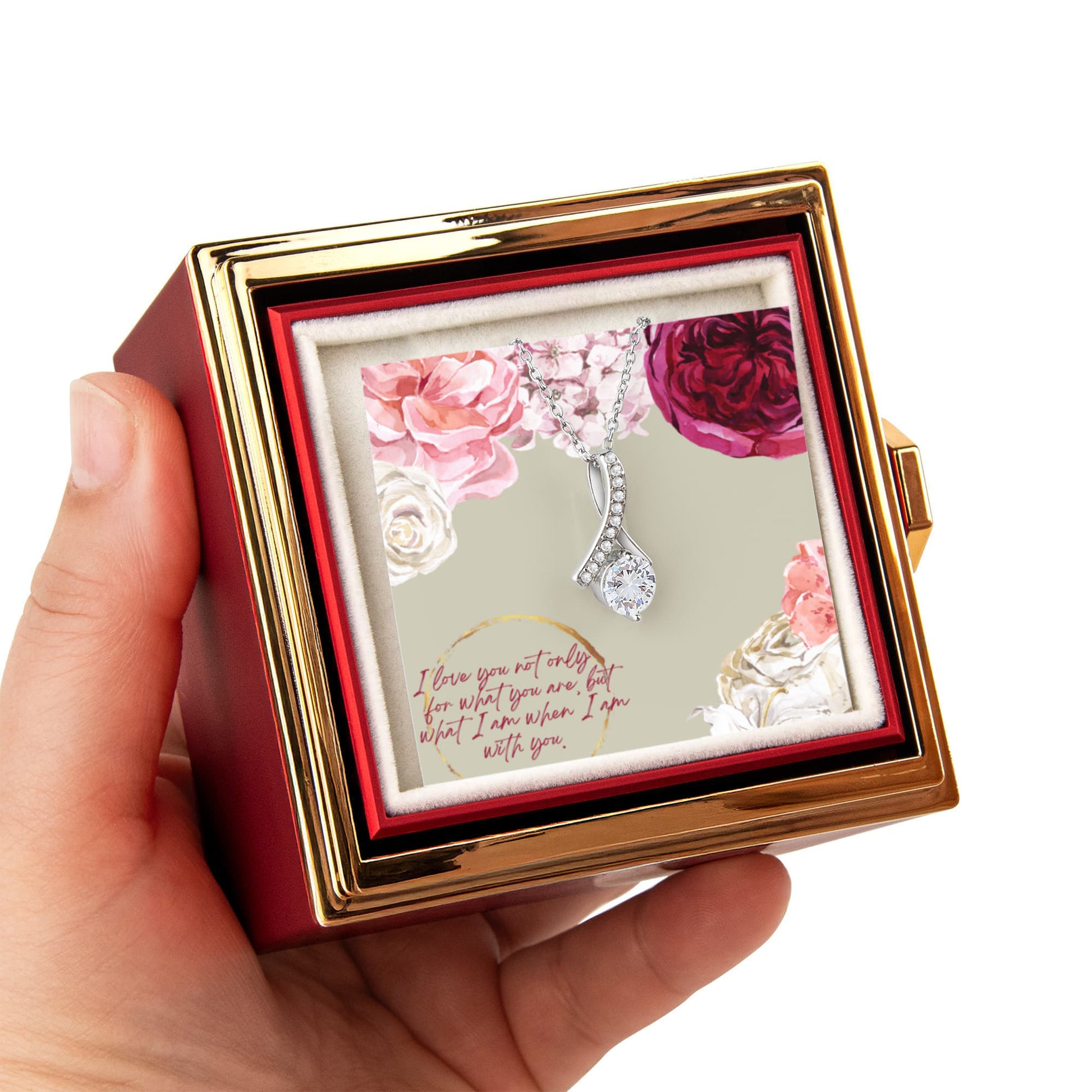 What I Am With You - Alluring Beauty Necklace w/ Rotating Rose Giftbox