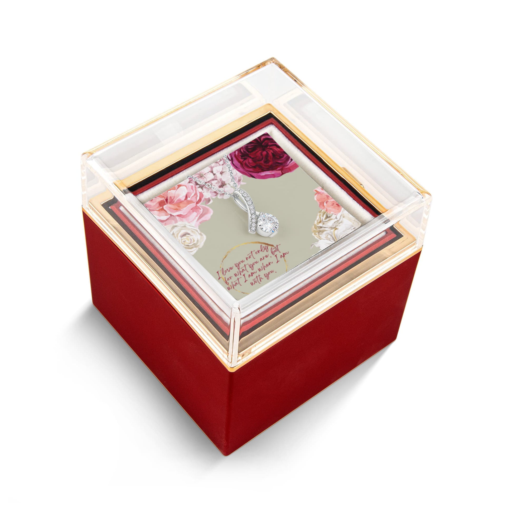 What I Am With You - Alluring Beauty Necklace w/ Rotating Rose Giftbox