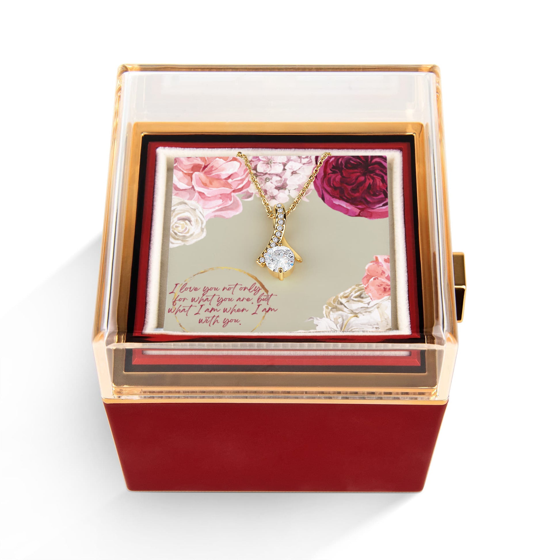 What I Am With You - Alluring Beauty Necklace w/ Rotating Rose Giftbox