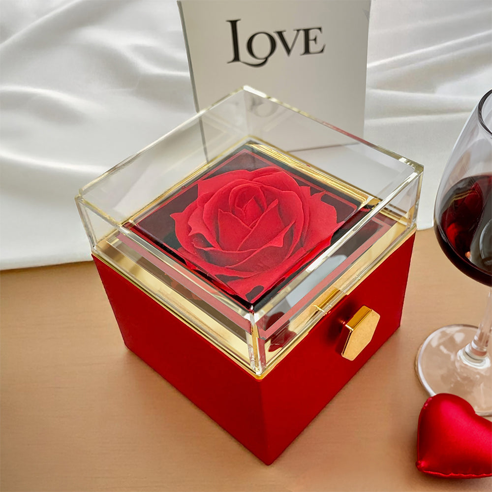To My Wife: With You I've Found My Forever-Happy Valentine's Day Forever Love Necklace w/Rotating Rose Giftbox