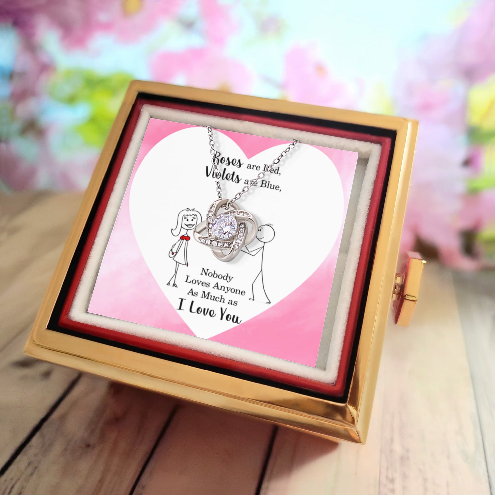 Heart-Shaped Promise - Love Knot w/ Rotating Rose Giftbox