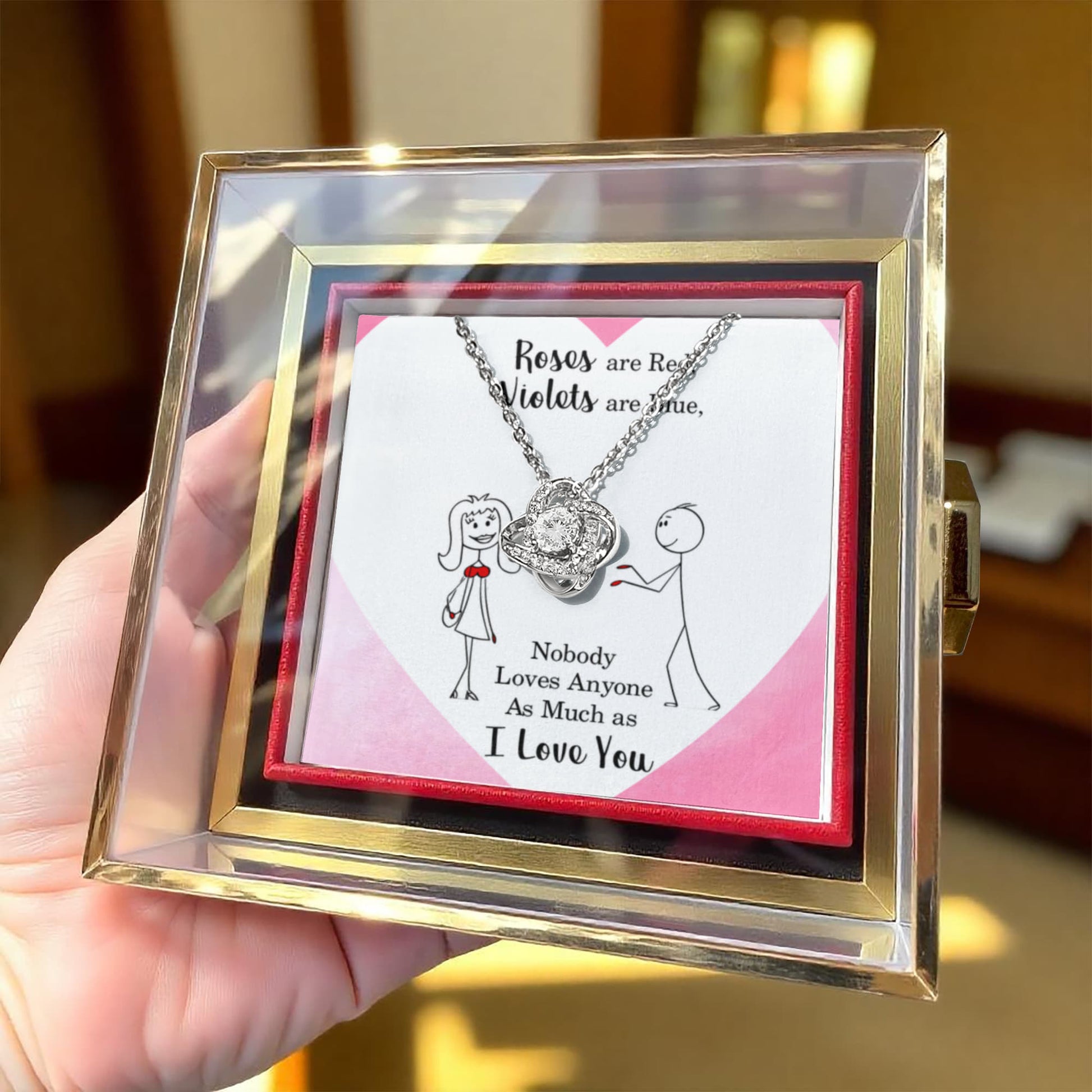 Heart-Shaped Promise - Love Knot w/ Rotating Rose Giftbox