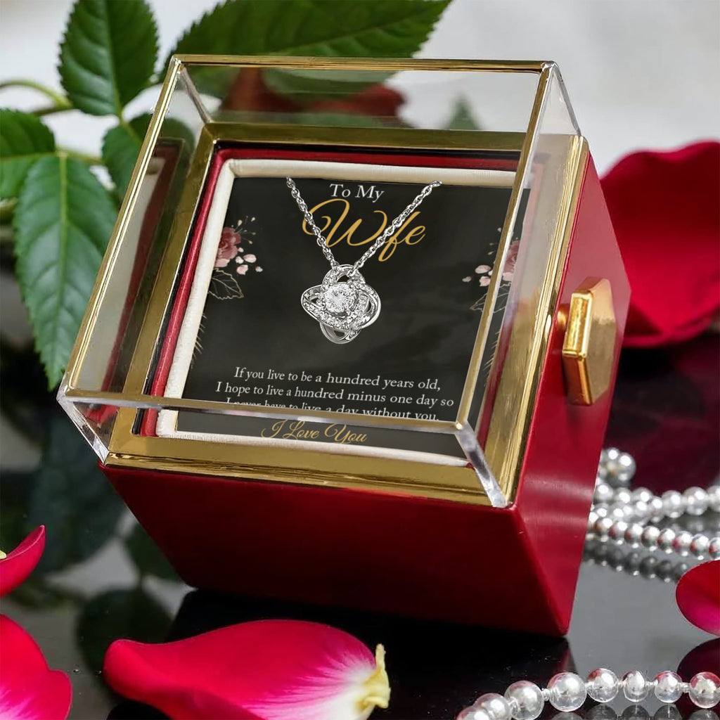 To My Wife — A Hundred Years of Us  - Love Knot Necklace w/ Rotating Rose Giftbox