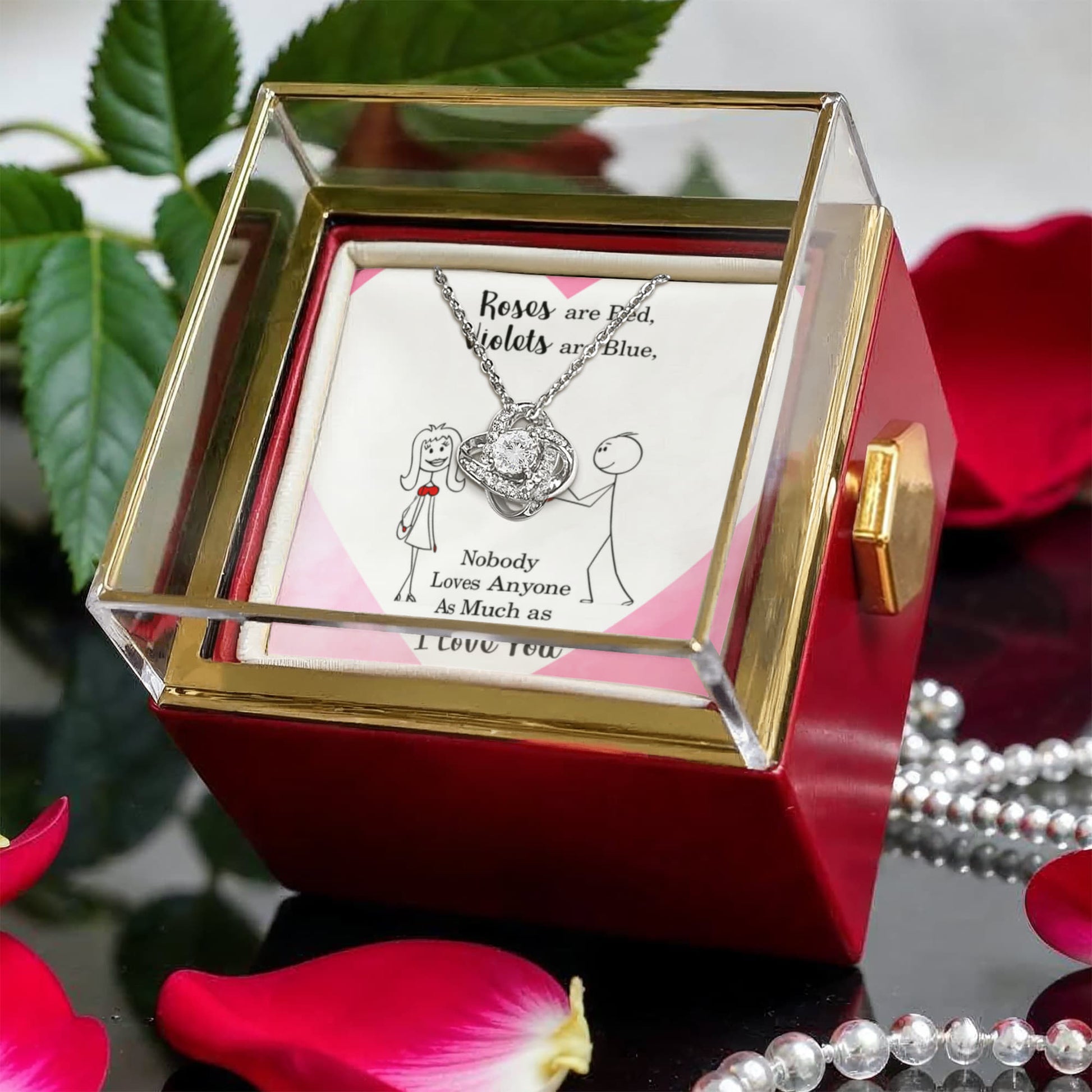 Heart-Shaped Promise - Love Knot w/ Rotating Rose Giftbox
