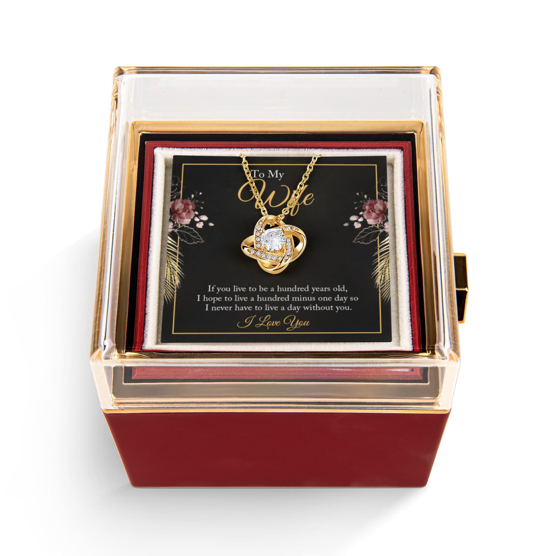 To My Wife — A Hundred Years of Us  - Love Knot Necklace w/ Rotating Rose Giftbox