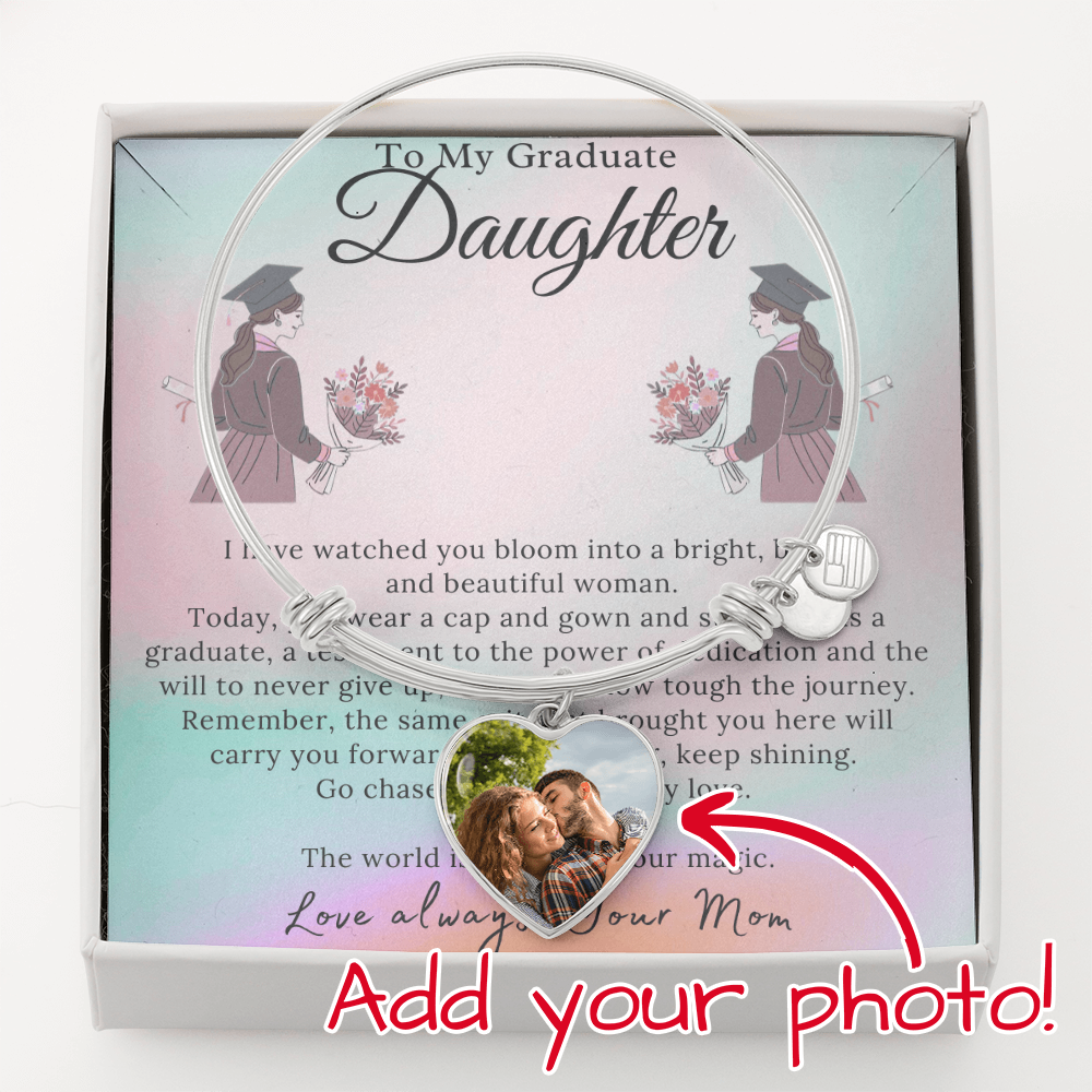 To My Shining Star: A Mother's Graduation Message-Luxury Heart Bangle
