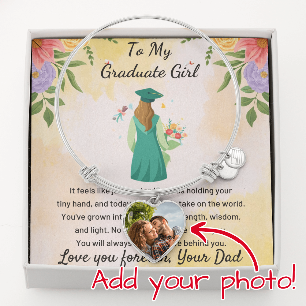 A Father's Heartfelt Pride: To My Graduate Girl-Luxury Heart Bangle