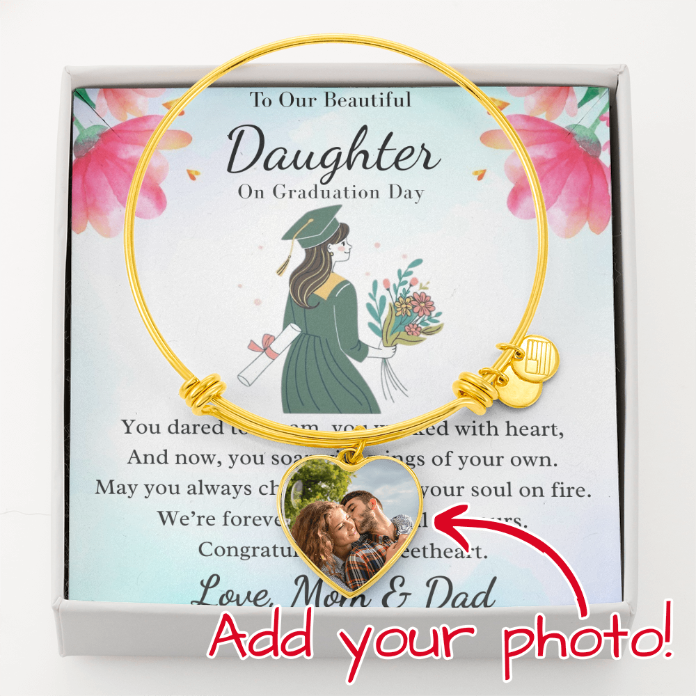 A Dream Fulfilled: To Our Beautiful Graduate Daughter-Heart Pendant Bangle