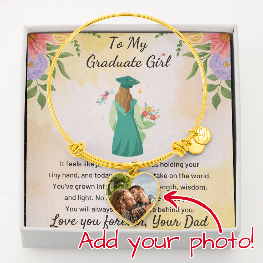 A Father's Heartfelt Pride: To My Graduate Girl-Luxury Heart Bangle