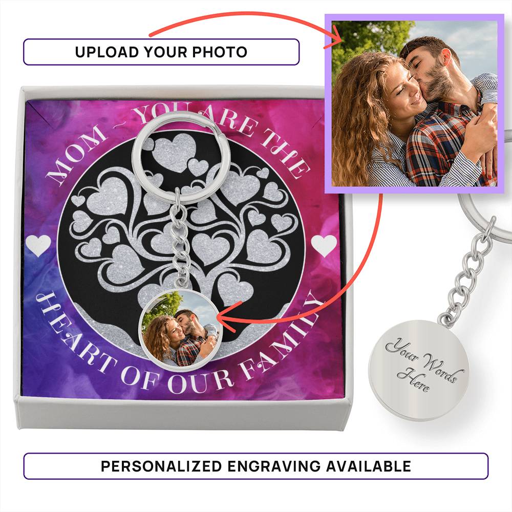 Mom-You are the Heart of our Family-Circle Photo Keychain