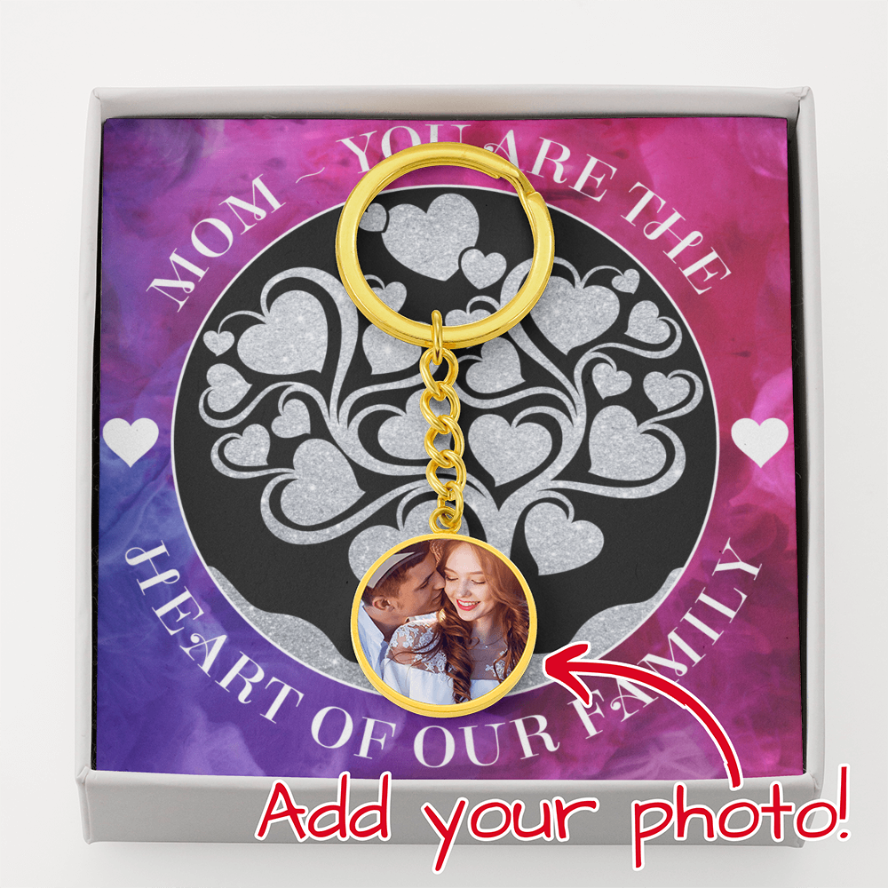 Mom-You are the Heart of our Family-Circle Photo Keychain