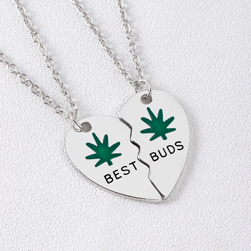 Leaves Best Friend Heart Pendant Necklace
