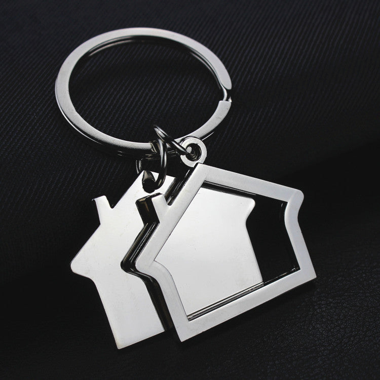 Creative Real Estate Opening Gift Double-sided Laser Sculpture House Keychain