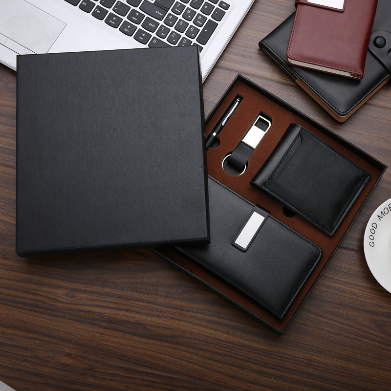 Notebook Signature Pen Suit Keychain Business Card Holder Four-piece Set Gift Set