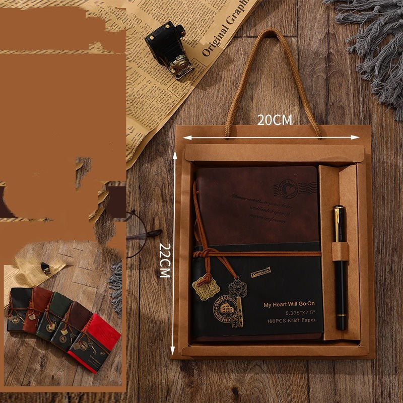 European And American Style Taped Blank Notebook With Pen Gift Boxed