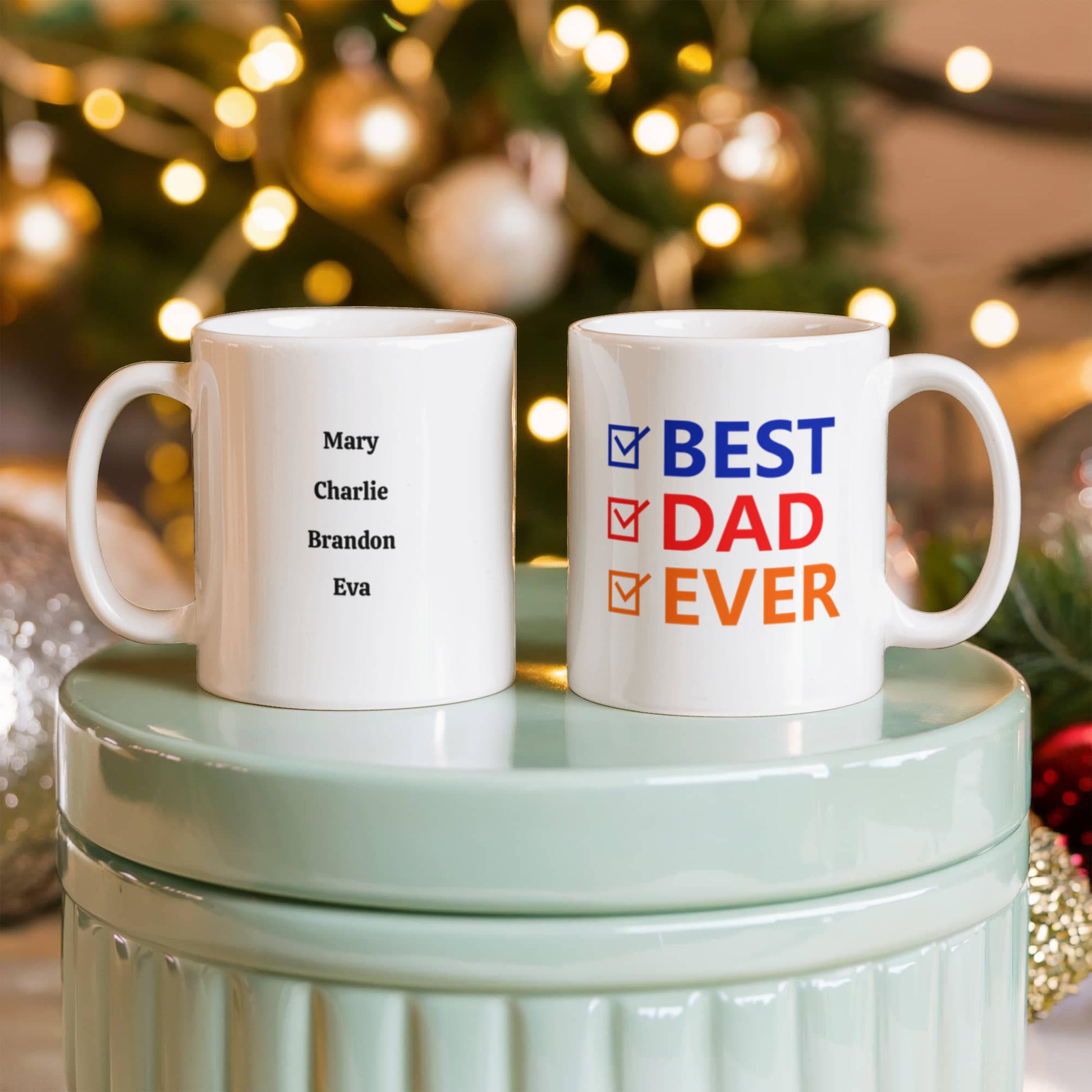 Best Dad Ever – Father's Day Checklist of Love Coffee mug (personalize with children's names)