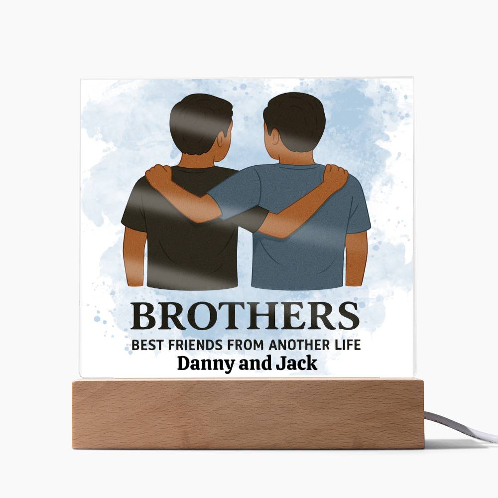 Brothers for Life – A Bond Beyond Blood-Printed Square Acrylic Plaque (personalize with names)