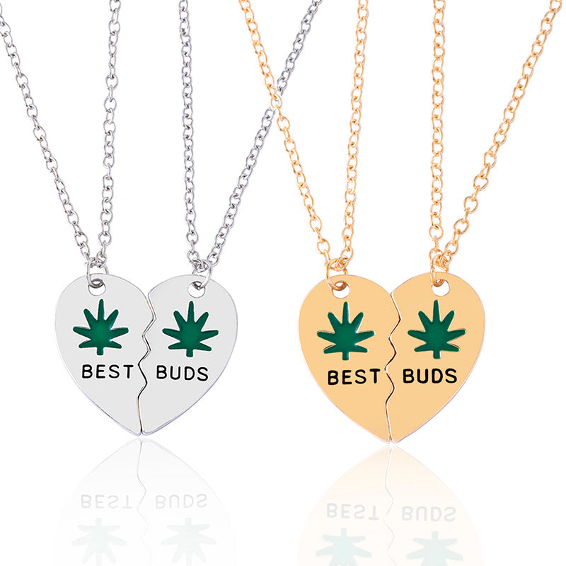 Leaves Best Friend Heart Pendant Necklace