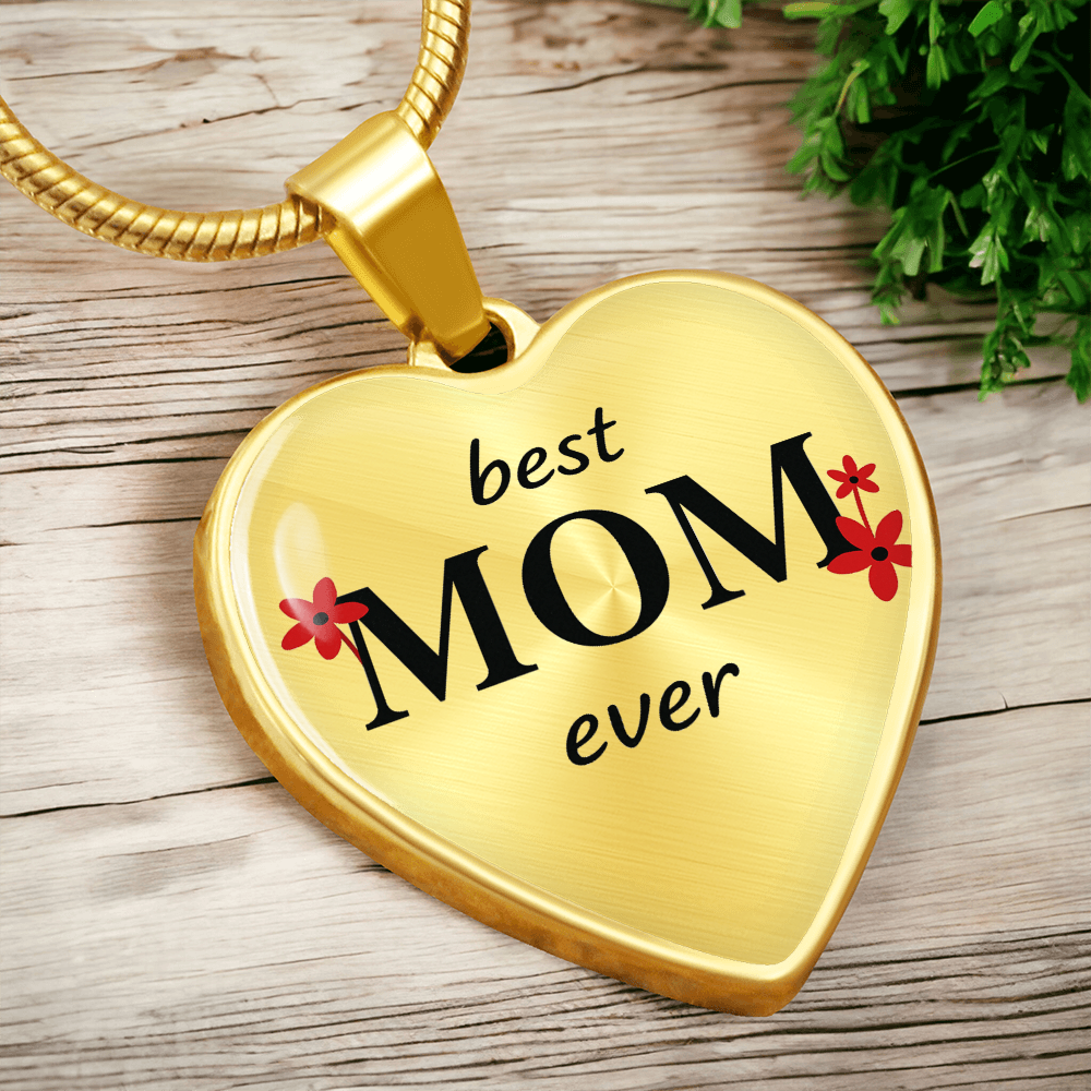 Best Mom Ever-Luxury Graphic Heart Necklace (with engraving option)